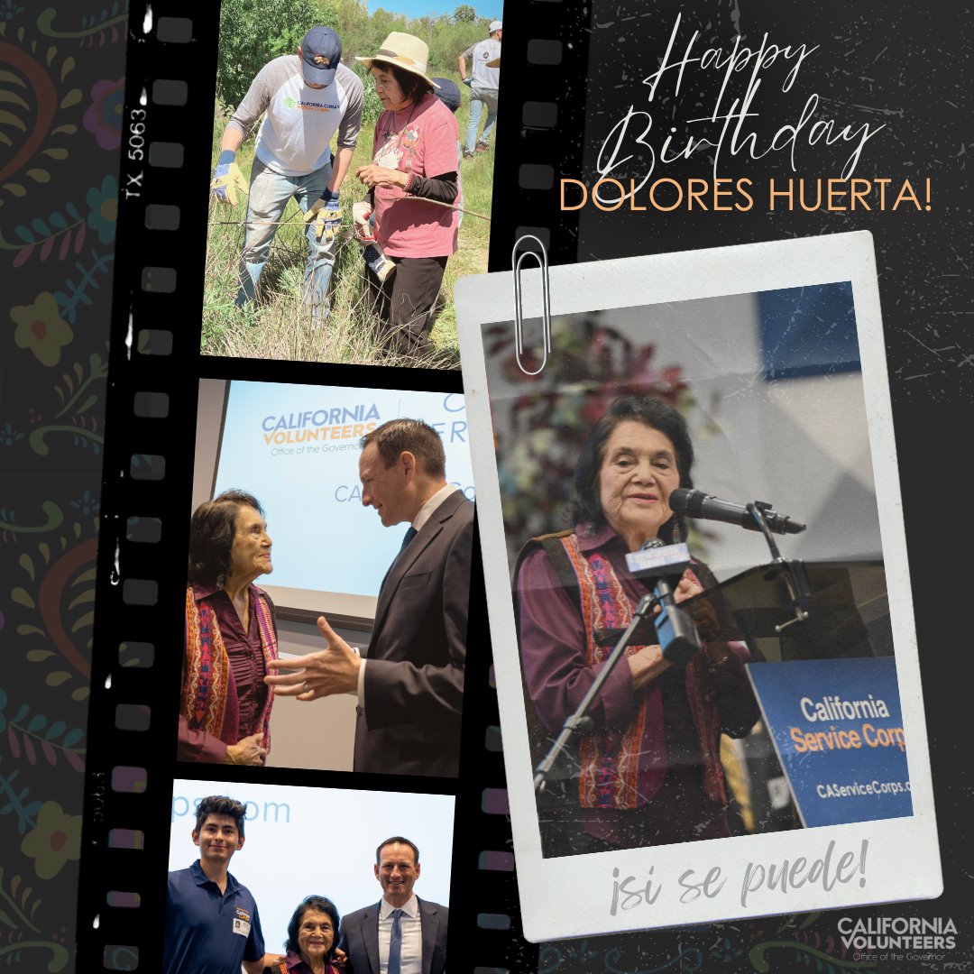 Happy 94th Birthday to the unstoppable @DoloresHuerta! 🎉🎂 Here's to celebrating her incredible legacy and the profound impact she's made on the world. @DoloresHuertaFD ➡️ Looking to make an impact like Dolores? Learn more: CAServiceCorps.com