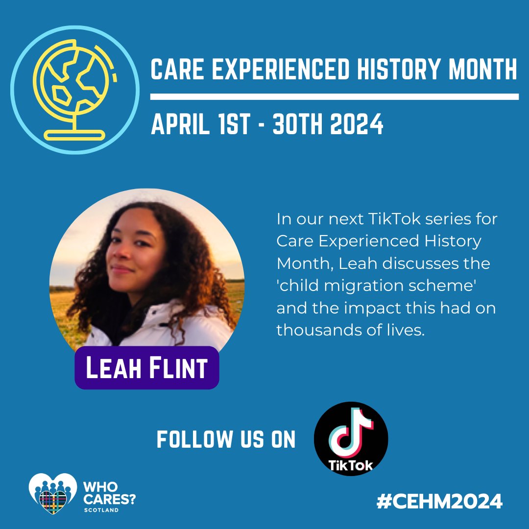 Discover a lesser-known chapter of history! In our next TikTok series for Care Experienced History Month our member, Leah Flint, teaches us about the 'child migration' scheme. Head to our TikTok now to watch the first part at tiktok.com/@whocaresscotl…