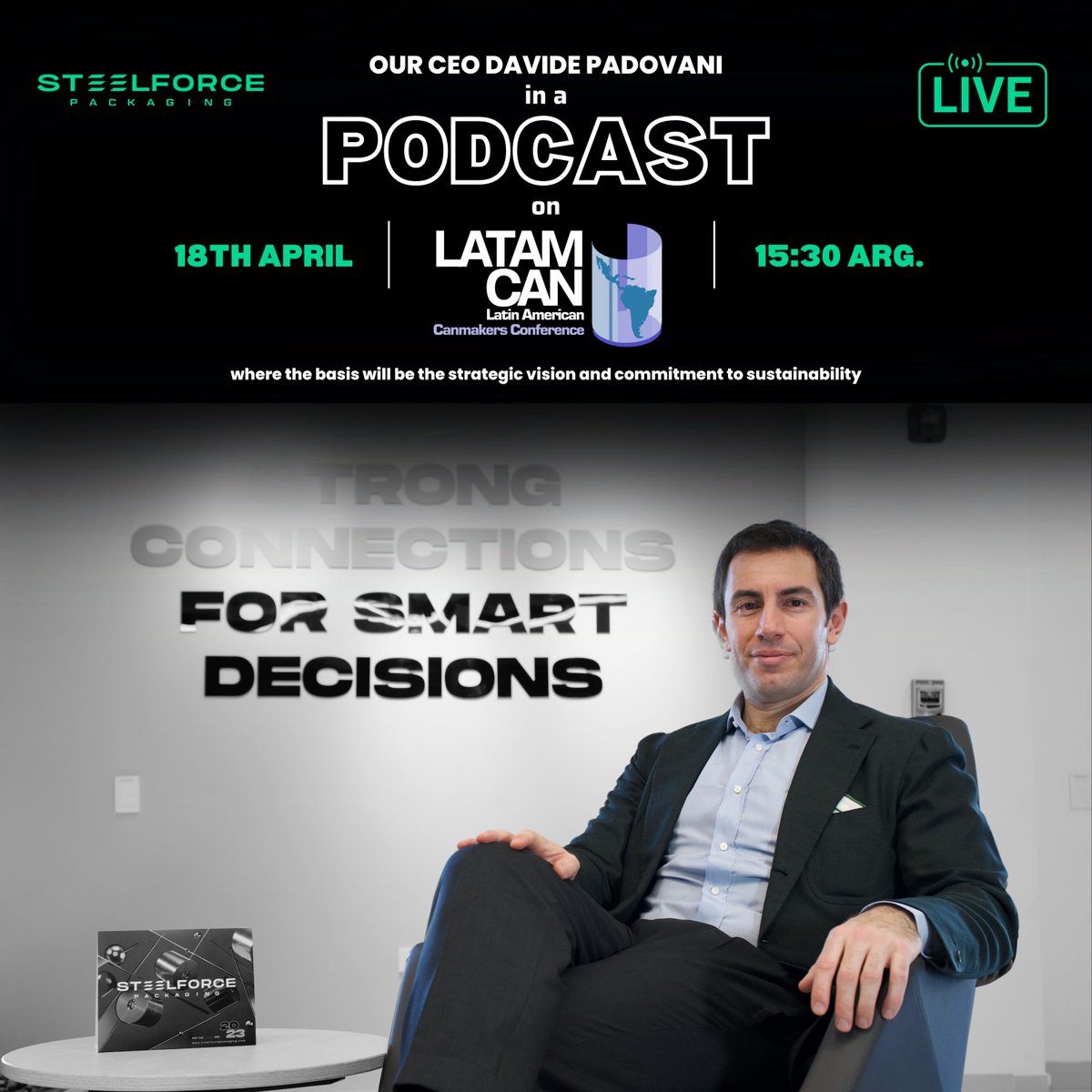 Steelforce Packaging’s CEO Davide Padovani will be a participant in the inaugural Metal Packager Live! podcast Thursday 18 April 2024 3.30-4.30pm (local time). Follow us to get access as soon as the link is live!