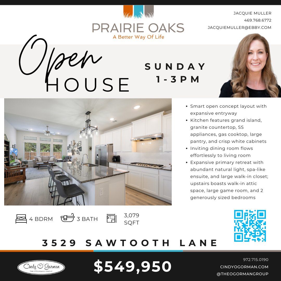 OPEN HOUSE! Sunday April 14th from 1 - 3 PM Come see this stunning Little Elm property! 3529 Sawtooth Lane | Little Elm 3529sawtooth.ebby.com #openhouse #prairieoaks #littleelm #frisco
