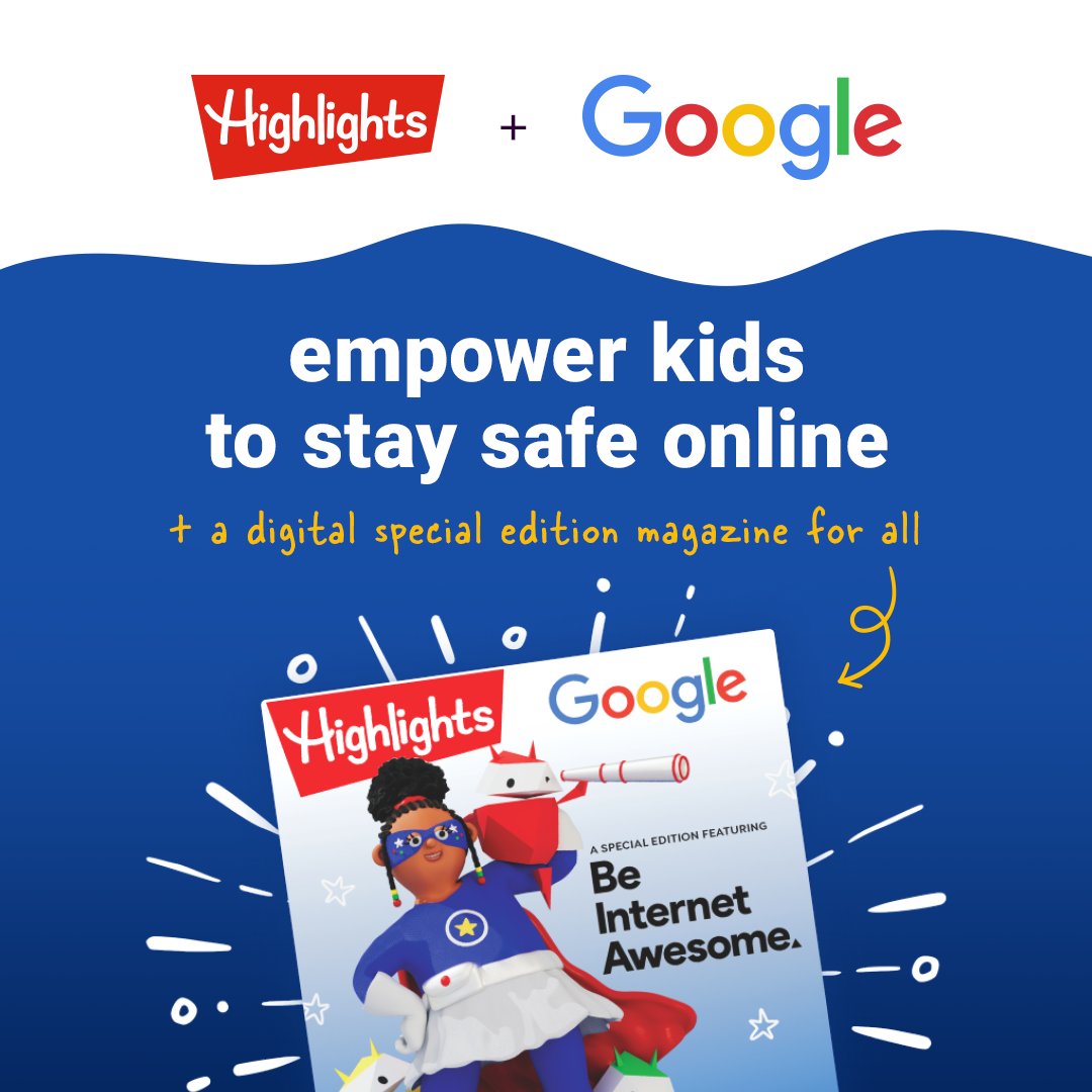 Looking for ways to help students navigate the internet safely? Check out this amazing online resource from our parent company, Highlights for Children! Browse free downloadables for use in class or to send home for anytime use. #BeInternetAwesome