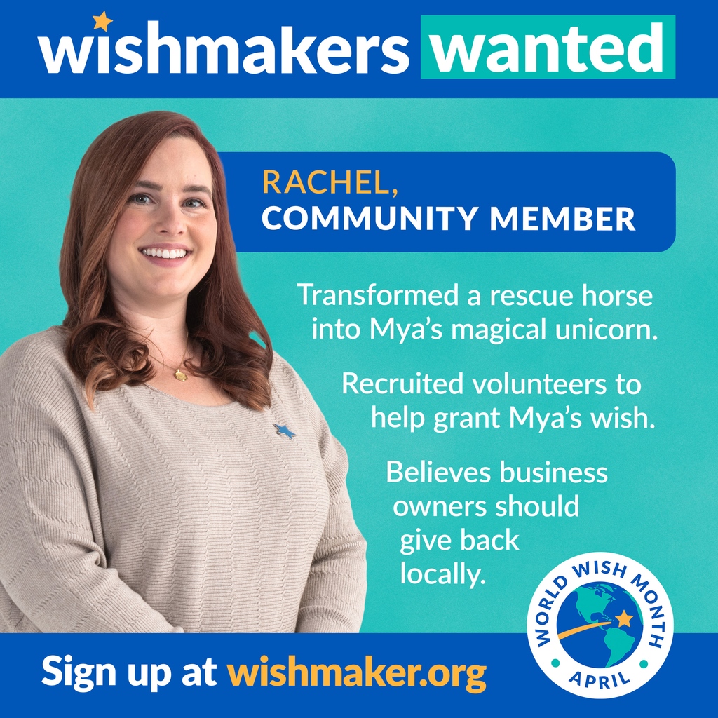Meet Mya’s WishMaker Rachel, founder of Stillwater Equestrian Center, which helped grant Mya’s wish. “Mya’s wish taught me that when you are part of granting a wish, it has a lasting impact on people’s lives.” Become a #WishMaker at wishmaker.org. #WishMakersWanted
