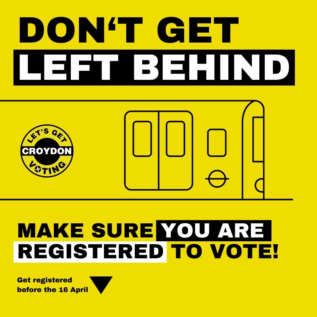 ⏳ Time is running out to register for the elections! Only one week left. If you're new to the area, not registered or need to update your details, it's quick and easy. 👉🏽 Register by 16 April: croydon.gov.uk/vote #YourVoteMatters #GetCroydonVoting