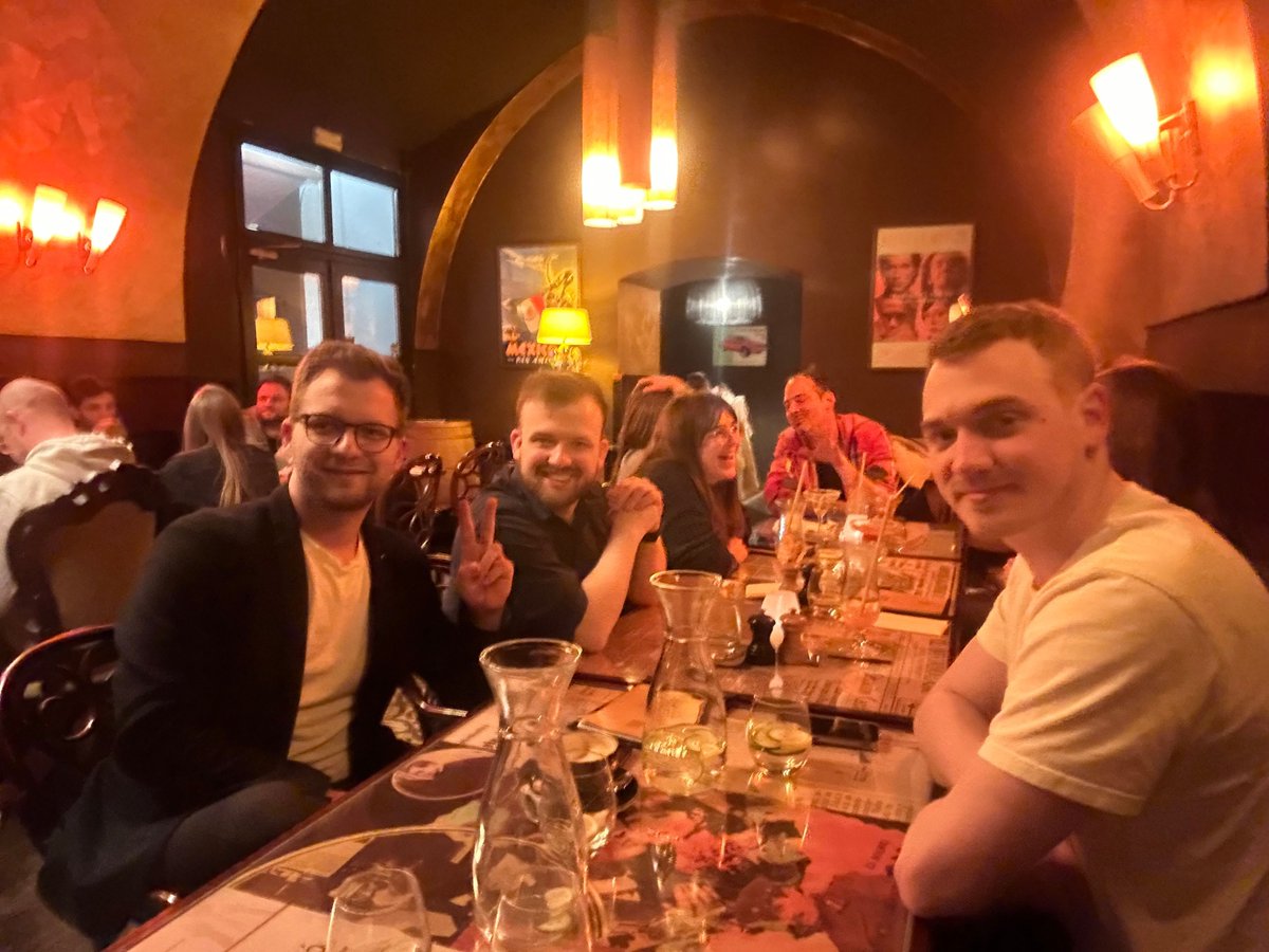 goodvision_eng's tweet photo. All-team dinner. It's good to have some time to spent with colleagues. Why not with amazing food and cocktails.
#goodvisionlive #goodvision #goodvisionengineering #engineering #cvai #ai #developerslife #startup #ajtaci #gvajtaci #prague #microservicesordie https://t.co/kWWtLVEhK6