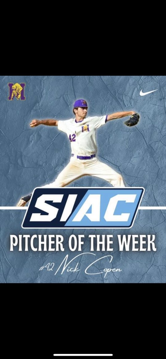 Congrats to junior Nick Copen on being named SIAC Pitcher of the week!
