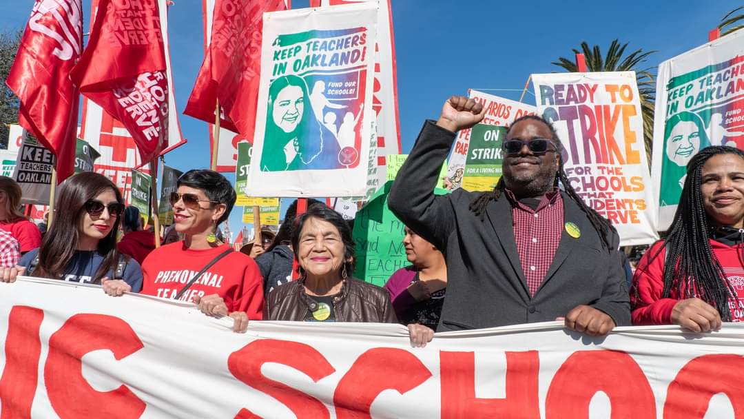 Happy 94th #Birthday to American labor leader and civil rights activist @DoloresHuerta! I took this photo of her on the @OaklandEA picket line in 2019. #unionstrong