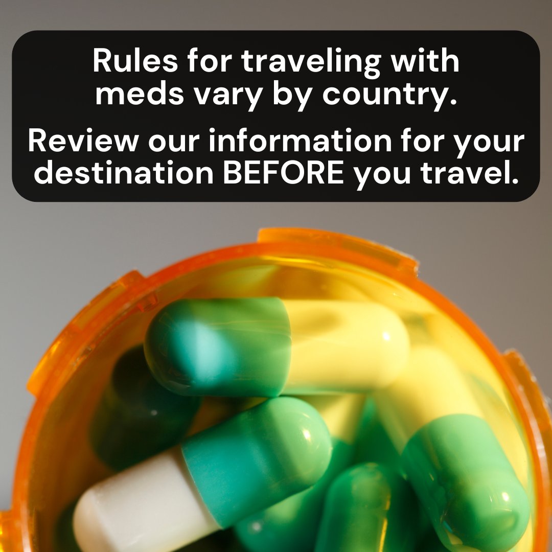 Traveling with prescription medications? Make sure you check your destination's country info page before you go! Some countries have strict rules requiring original packaging and a letter from your doctor. And watch out for OTC meds that may be controlled elsewhere. Check out…