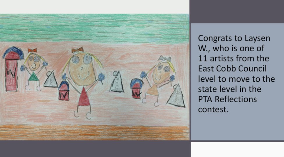 Congratulations to Laysen W., who is one of 11 artists from the East Cobb Council level to move to the state level in the PTA Reflections contest. #cobbartrocks #artsedga #waltonart #WaltonRaiders #GoRaiders