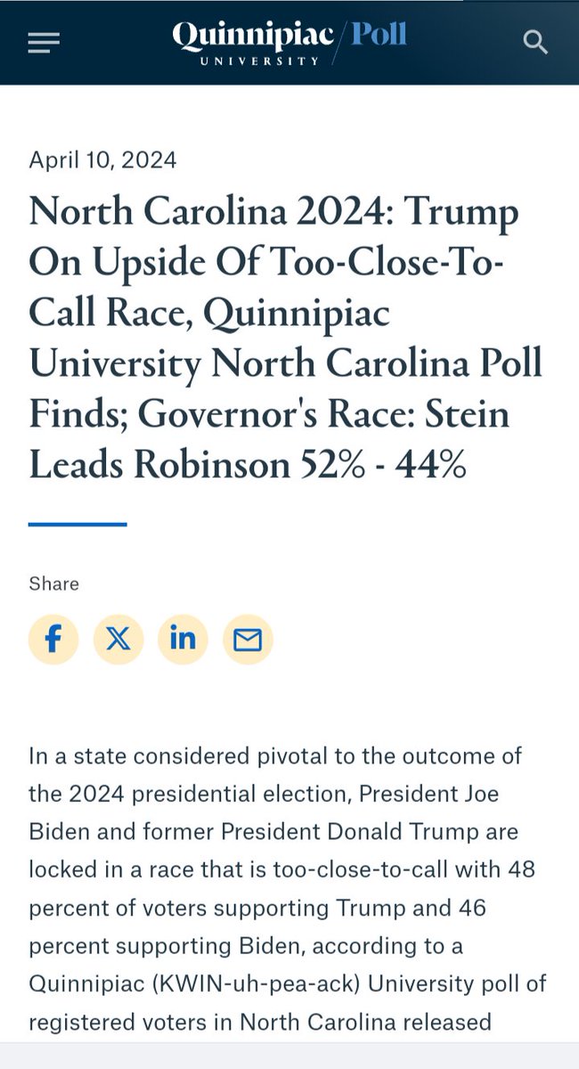 Quinnipiac has Trump +2, Stein +8.