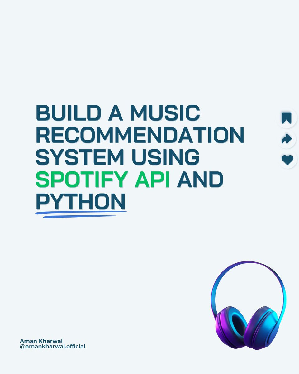 Learn how to build a Music Recommendation System by collecting real-time music data from Spotify using Spotify API! Link: bit.ly/spotify-recomm… #DataScience #DataAnalytics #MachineLearning #Python