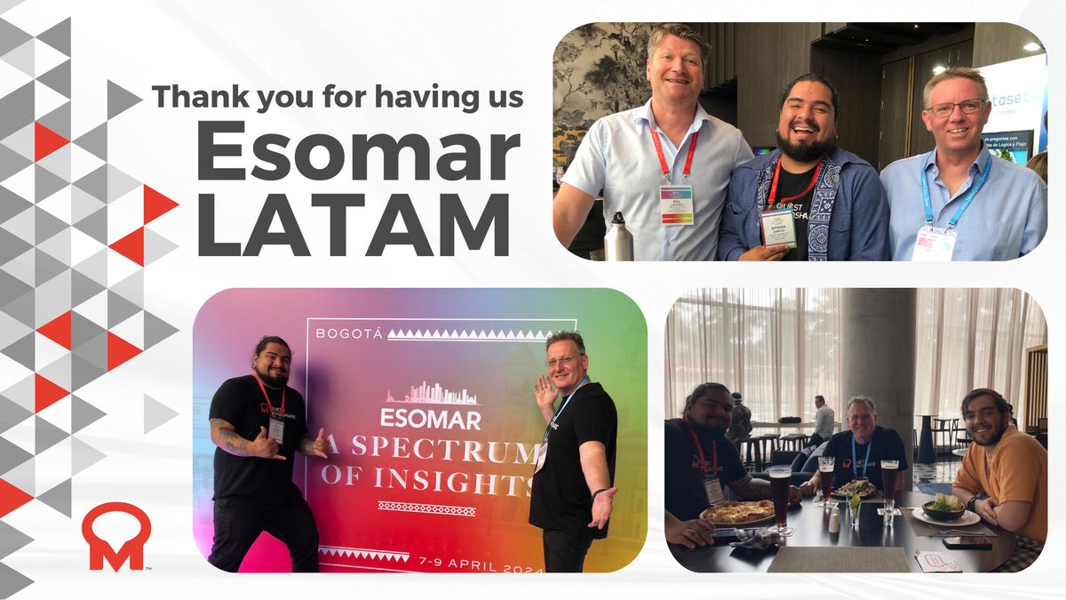 Thank you @ESOMAR for hosting #EsomarLatam in Bogota last week. It was such an enriching experience for our team, Mynor Ivan Garcia and Jonathan Cheriff! #mrx #esomarlatam2024