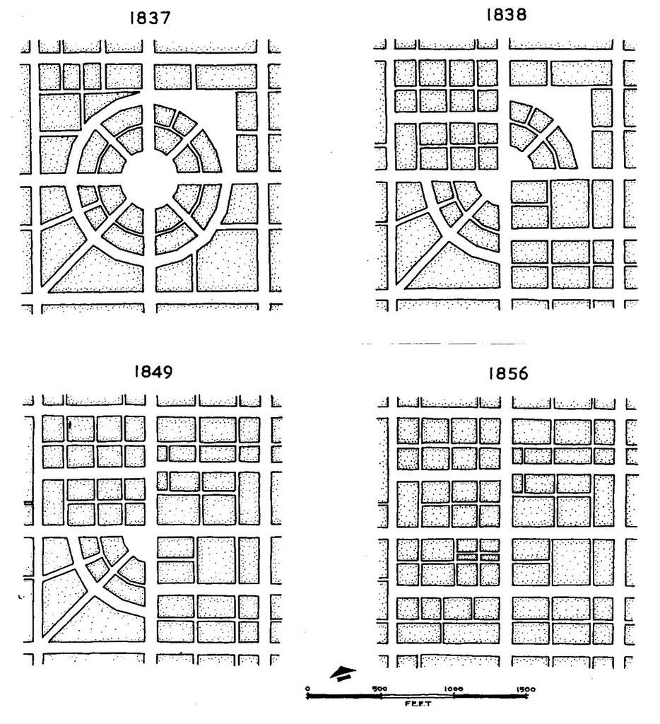 Circleville was originally laid out in a circle around a Native American mound structure. They ditched the circular plan for a grid in 1856 but decided to keep the name anyways.