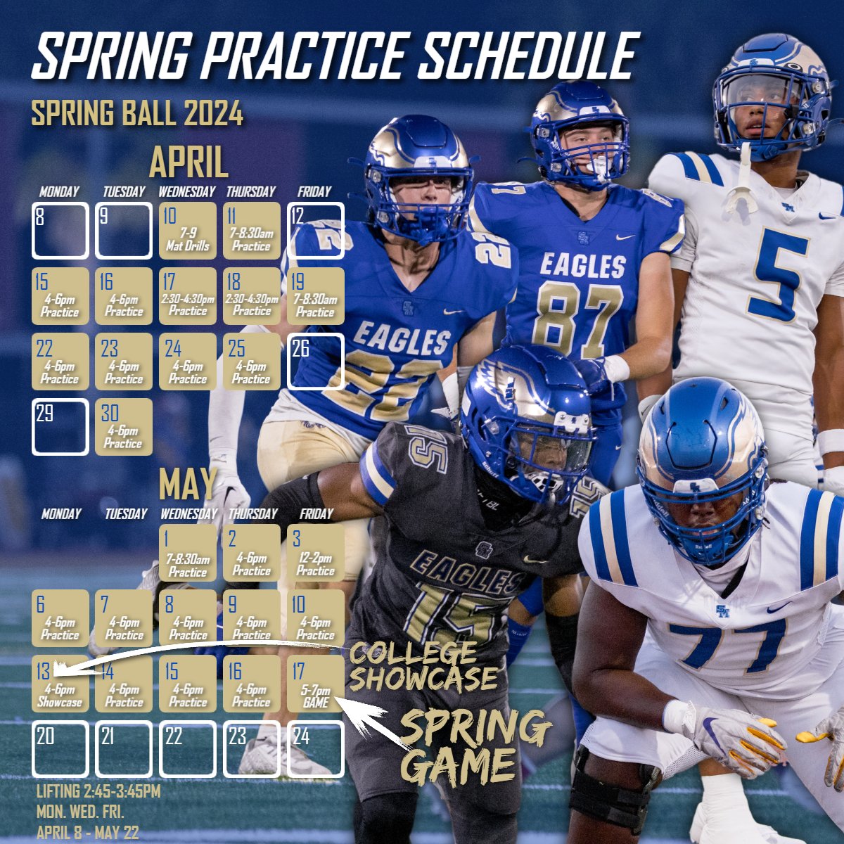 2024 Spring Ball Schedule! Time to get to work and ready for Fall

#GoEagles🦅 #WeAreSM