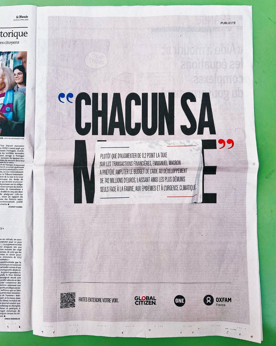 GlblCtznImpact's tweet photo. 🇫🇷 #Avec @oxfamfrance &amp; @one_FR, @GlblCtzn a un message pour @EmmanuelMacron : Couper l’aide au développement, essentielle pour les pays les + pauvres, n’est pas une solution. Surtout si vous pouvez renforcer la taxe sur les transactions financières! #TTF https://t.co/1gfYosSmzT
