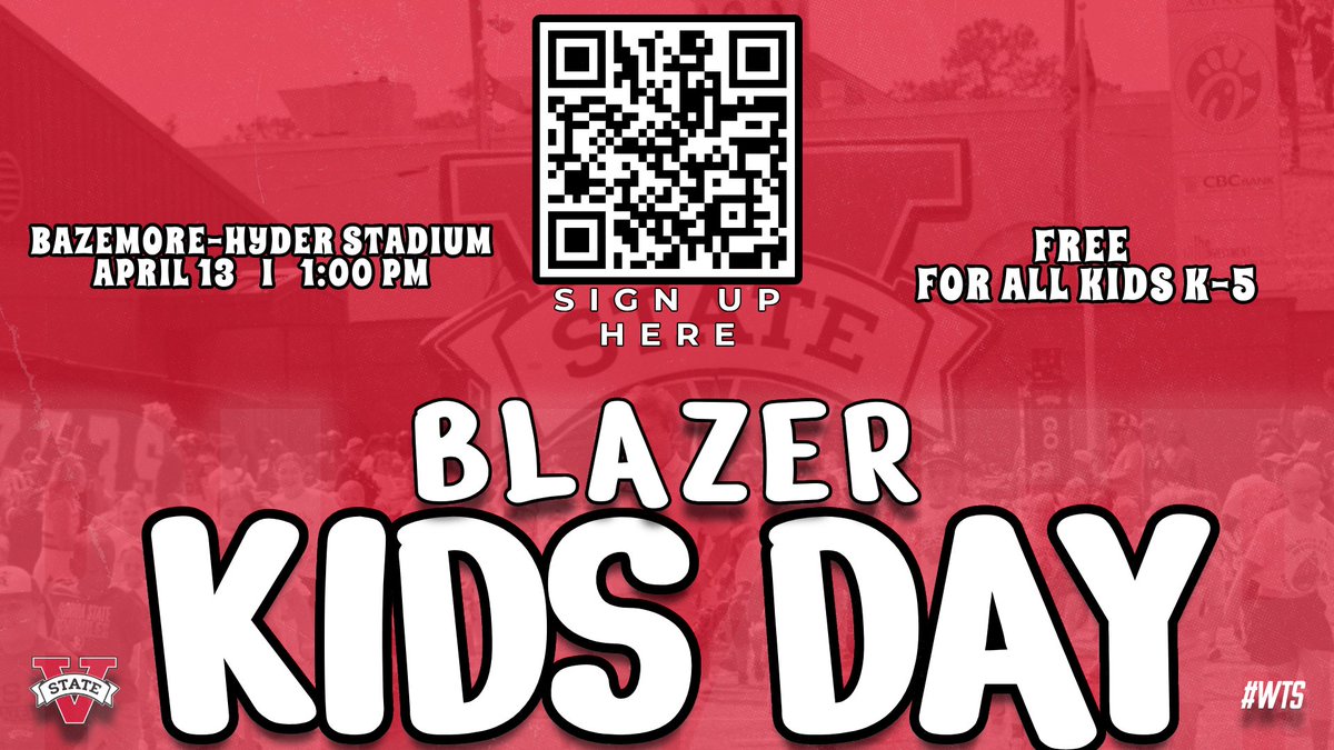 Blazer Kids Day is back in Titletown! This Saturday, April 13 at 1:00 PM! Open to all kids in grades K-5, no charge! Use the QR Code to sign up! #WTS