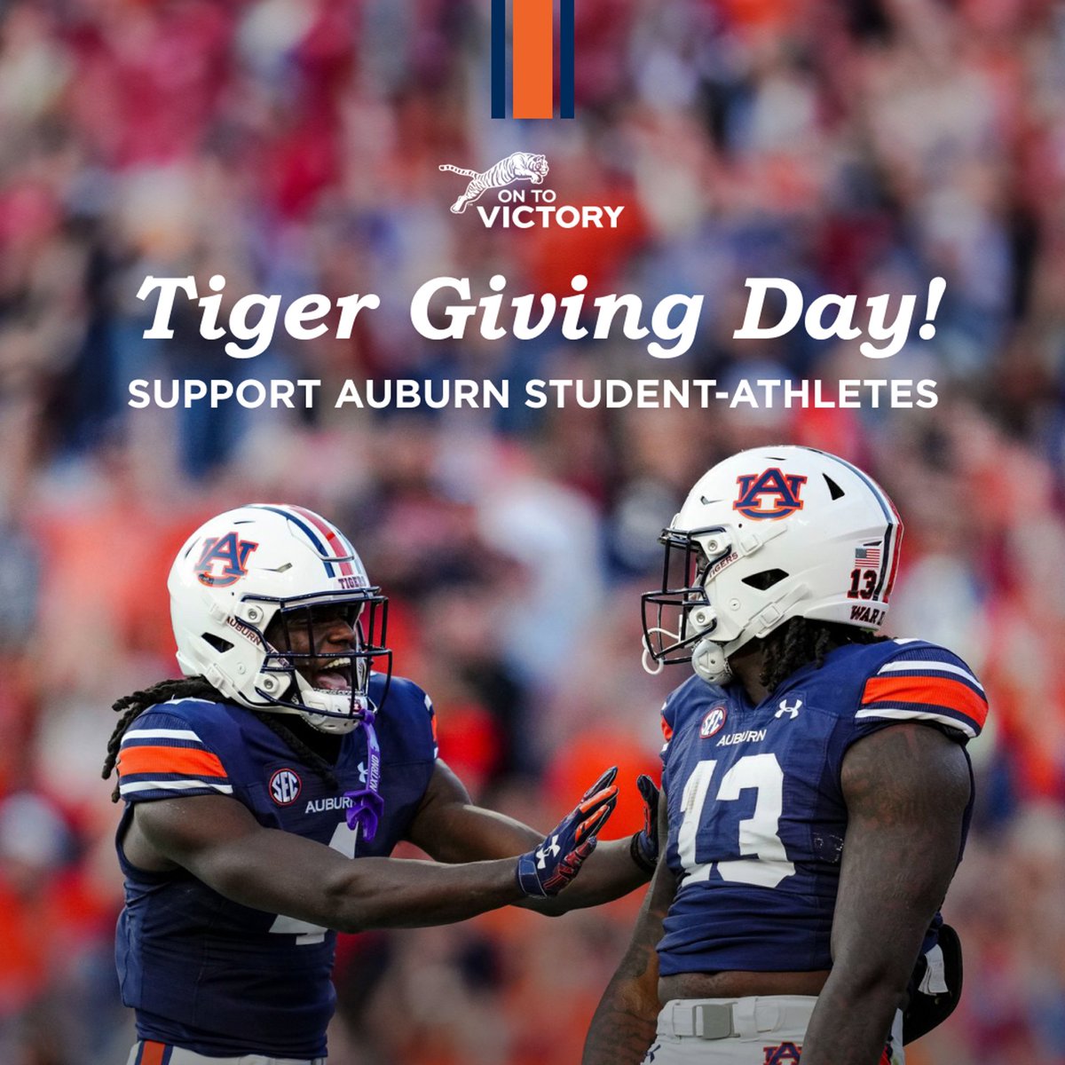 Happy #TigerGivingDay 🐯

It’s more than just a day, it’s your chance to support Auburn student-athletes and help strengthen Auburn Athletics!

Become a member of On To Victory to show your @auburntigers some love for Tiger Giving Day. 

bit.ly/43MC9Ju | #WarEagle