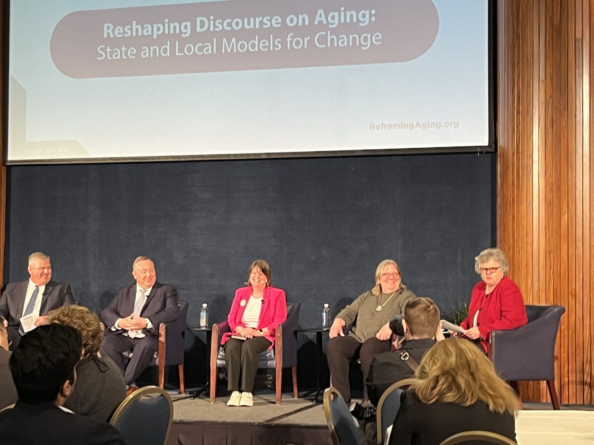 Jason Kavulich: 'So we are going to take this opportunity of a multi-sector plan and reframe how we look at aging and how we talk about aging.' With Kathy Greenlee, Nels Holmgren, Jess Maurer, and @KowalczykBeth @MCOAging #reframingaging bit.ly/42TUior