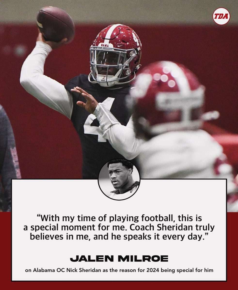 Jalen Milroe speaks HIGHLY of new Alabama OC Nick Sheridan 👀