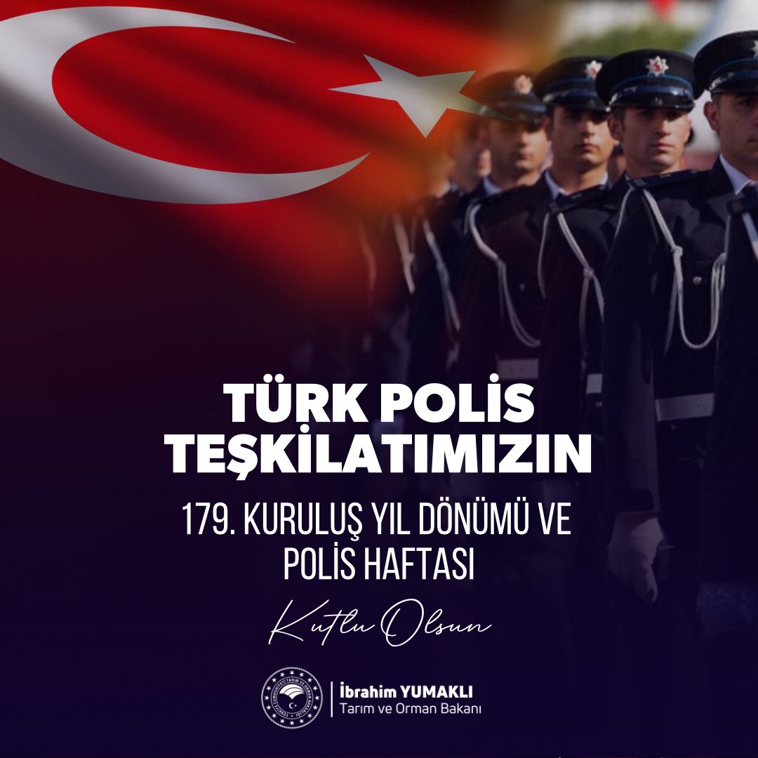 👮🏻‍♂️👮🏻‍♀️🇹🇷 Güvenliğimizin ve huzurumuzun teminatı Türk Polis Teşkilatımızın 179. kuruluş yıl dönümünü ve #PolisHaftası'nı kutluyorum. 

Vatanımız için görevi başında şehit olan kahraman polislerimize Allah'tan rahmet, gazilerimize sağlıklı bir ömür diliyorum.