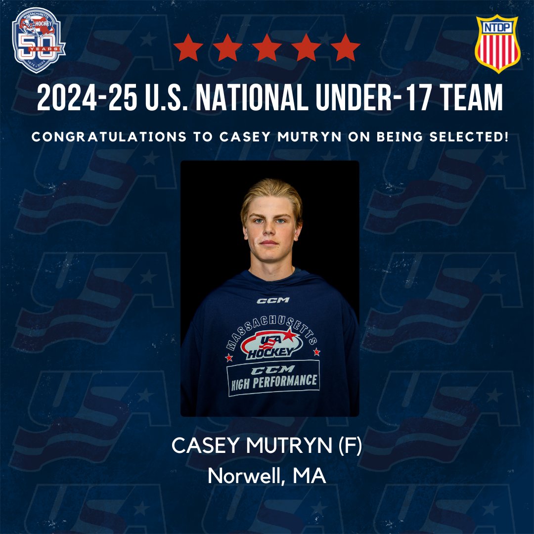Congratulations to Casey Mutryn on making the 2024-25 U.S. National Under-17 Team! #MassProud