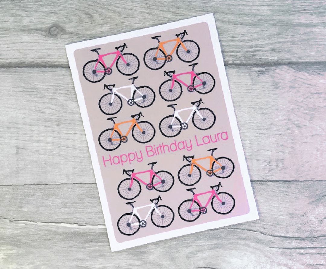 A fab card for a friend who loves her road bike. Wish her a special Happy Birthday with this personalised card. buff.ly/3xwDmbP #womaninbizhour #inbizhour #handmadehour #roadbike