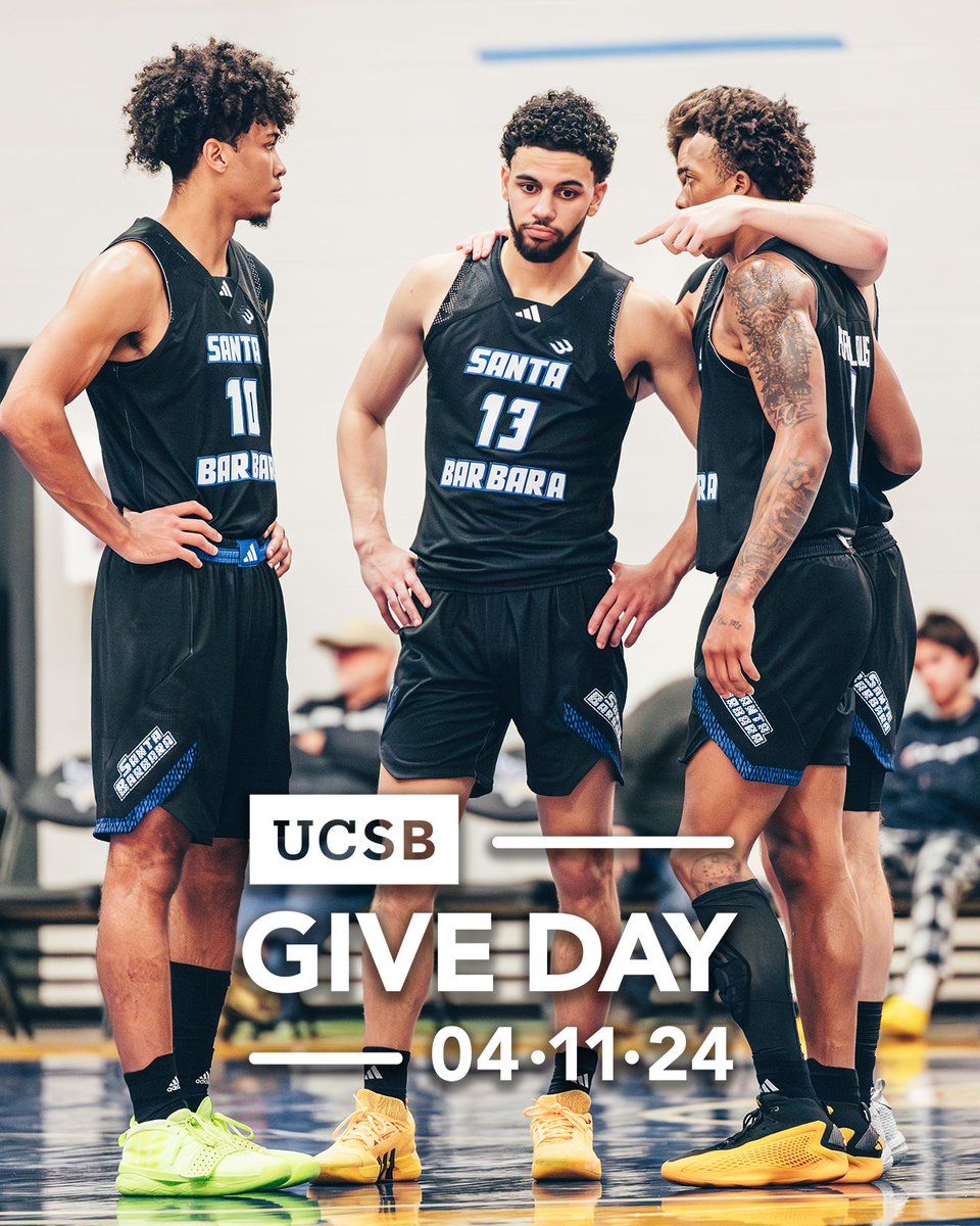 📆Mark your calendars, Give Day is tomorrow! Help UC Santa Barbara Basketball reach their goals! 🔗 bit.ly/MBBGiveDay2024 #GoGauchos | #UCSBGiveDay