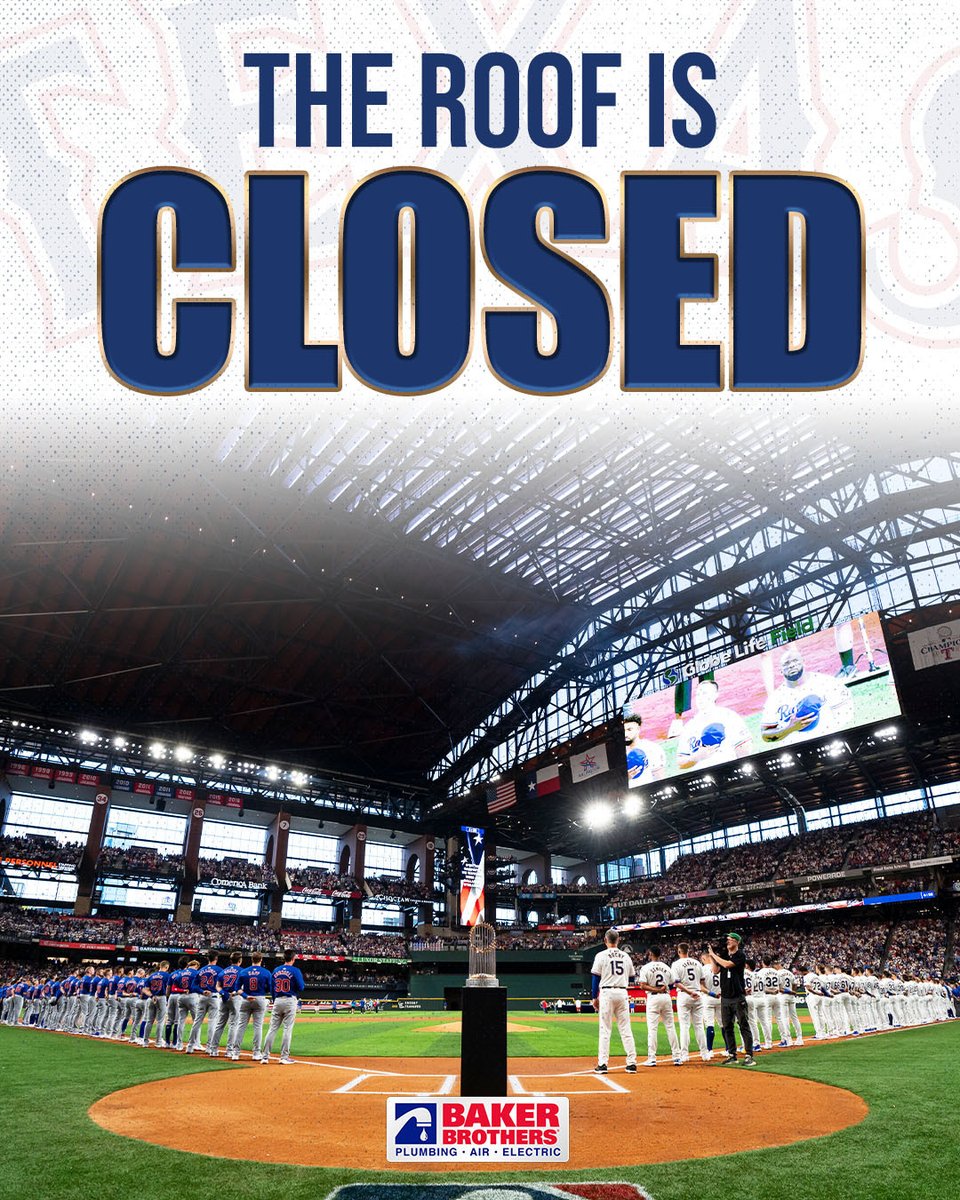 ROOF CLOSED 🌩️ Join us for tonight's game at 7:05 pm where the @Rangers will take on the @Athletics. 🎟️: l8r.it/5edO _________________________________ Presented by #BakerBrothersPlumbing