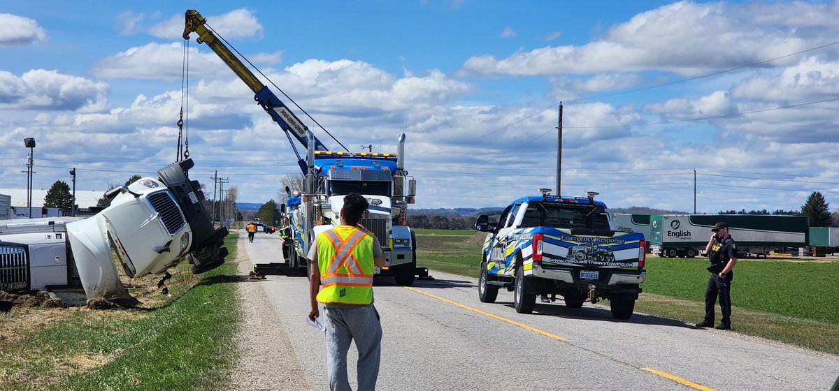 Transport truck rollover in Alliston. #truck