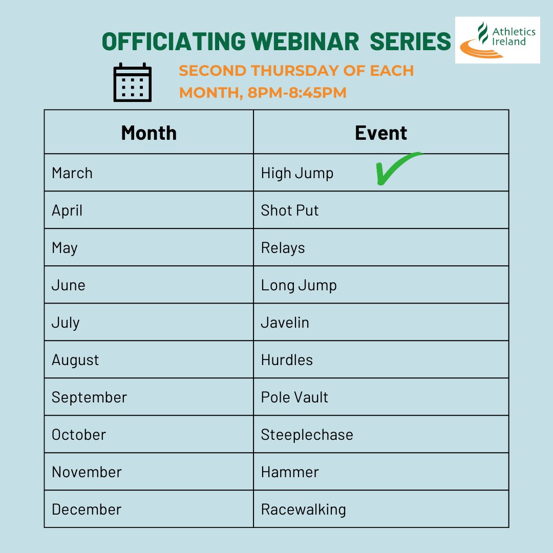 ℹ️Officiating Webinar Series The April webinar will cover Shot Put and will take place on 11th April at 8pm. Again, all are welcome to attend👍 No registration required👇 shorturl.at/gFHNO