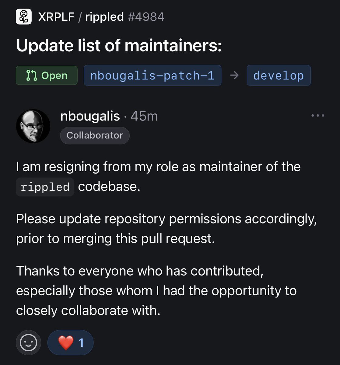 ❤️End of an Era I want to thank Nik Bougalis for his decade+ long contribution to the XRP Ledger and its community. Many groundbreaking contributions are coming from him, some are more known than others but they all make the XRP Ledger we know safe and innovative, for example…