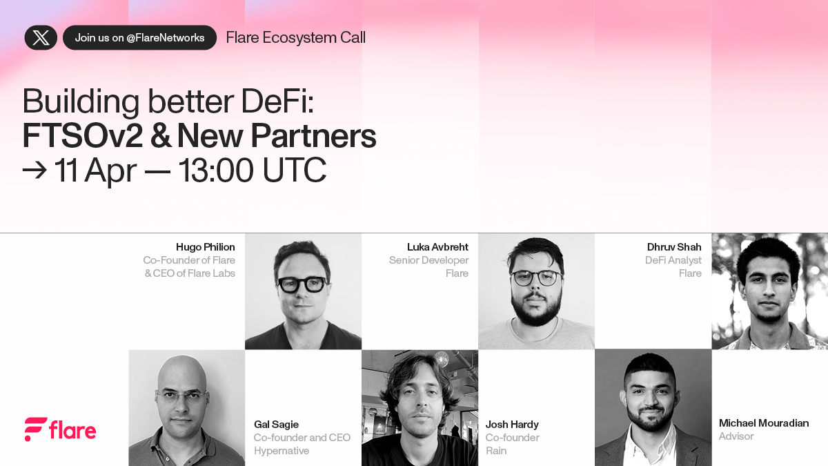 Ecosystem call: April 11th, 1 PM UTC twitter.com/i/spaces/1yNxa… Hear from: 👨‍🦲 @GalSagie, Co-founder & CEO of @HypernativeLabs 👨‍🦱 @highonhopium, Co-founder of @RainProtocol Hosted by: @MouradianMike Plus: Catch up on the latest news with the #Flare team: Luka, Hugo, & Dhruv ☀️