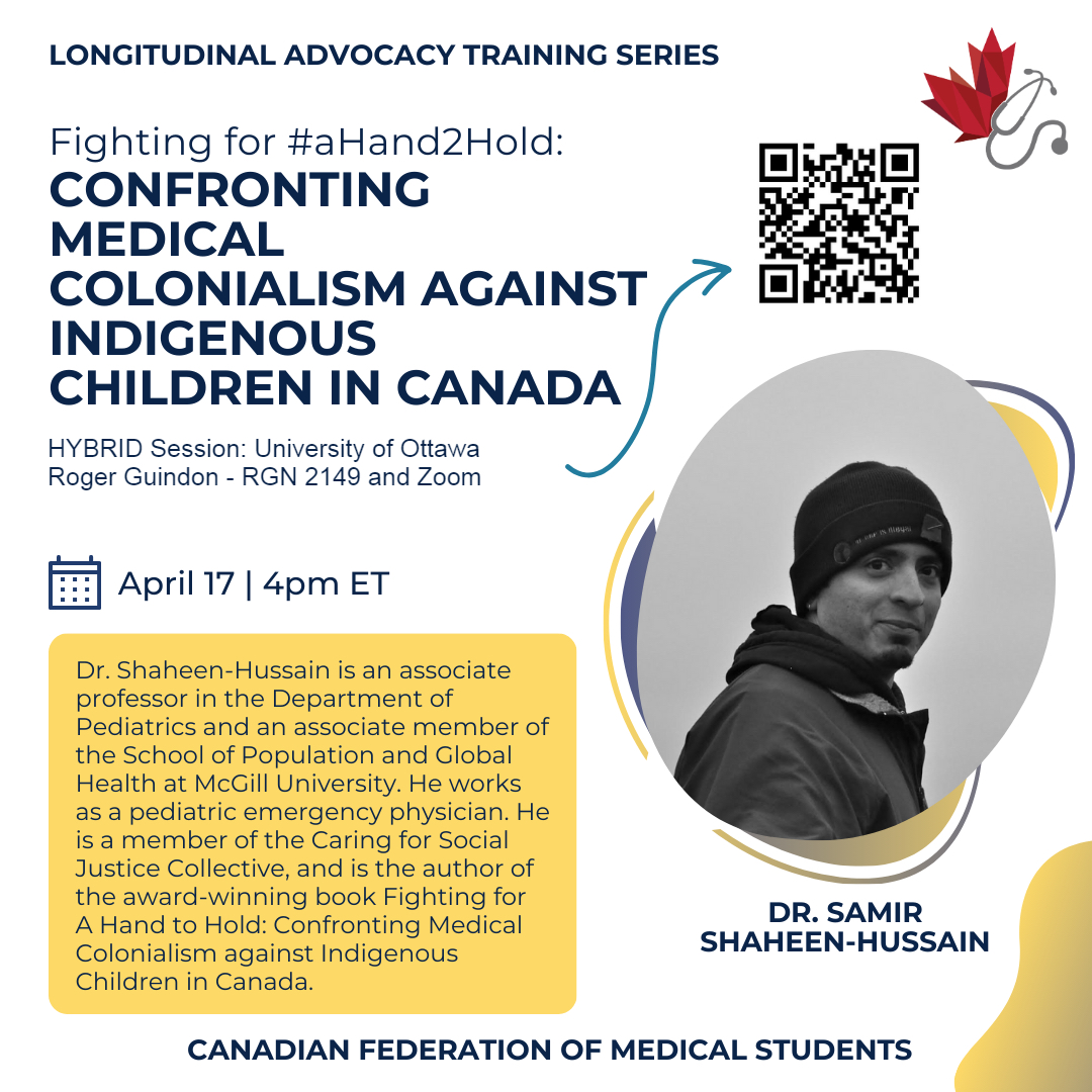 4pm, Wednesday, April 17

Because of the #COVID19 pandemic, this will be the first in-person 'Fighting for #aHand2Hold' event open to the public in Ottawa since the book was published in 2020. 

Organized by @CFMSFEMC and @uOttawaMed's Office of Equity, Diversity & Inclusion 

👇🏾