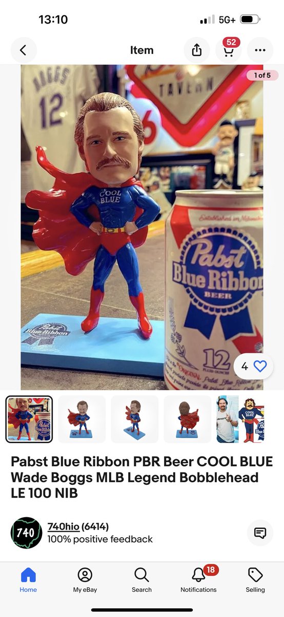 Seller on @eBay @AskeBay using my @PabstBlueRibbon @ChickenMan3010 photo without my permission? What gives? 😂 I’m actually flattered. 😀 @TheBoggsTavern @baseballhall 🐔🐓🍗⚾️
