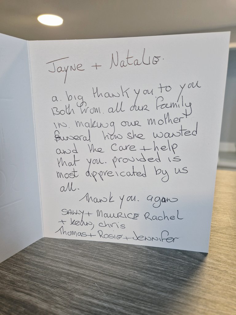 Jones_Funerals's tweet image. It is so nice when you get a card that says such lovely words like this. #FuneralDirectors #ThankYouCard #Grateful