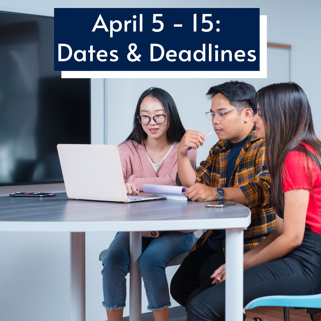 🚨Please take note of these important dates & deadlines: 📌April 10: Final exams begin in S and Y courses. 📌April 15: Tuition fees and the minimum required payment will be viewable on your Summer 2024 invoice in ACORN. Summer tuition is billed on a per-course basis.
