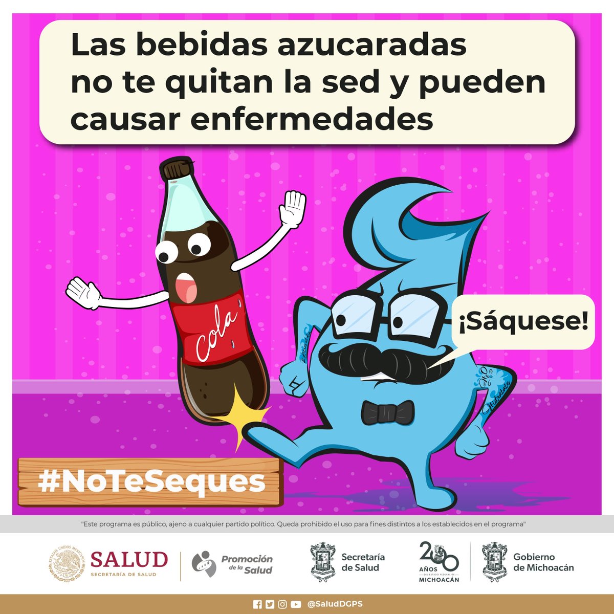 Las bebidas azucaradas no te quitan la sed, solo causan daños a tu salud. En esta temporada de calor tu mejor opción para hidratarte es el agua simple.