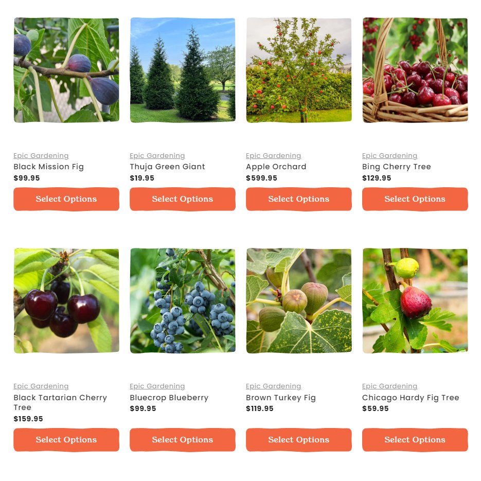 Epic Gardening now proudly offers 24+ fruit tree and berry bush varieties, delivered from our warehouse directly to your garden 🍊🍌🍉