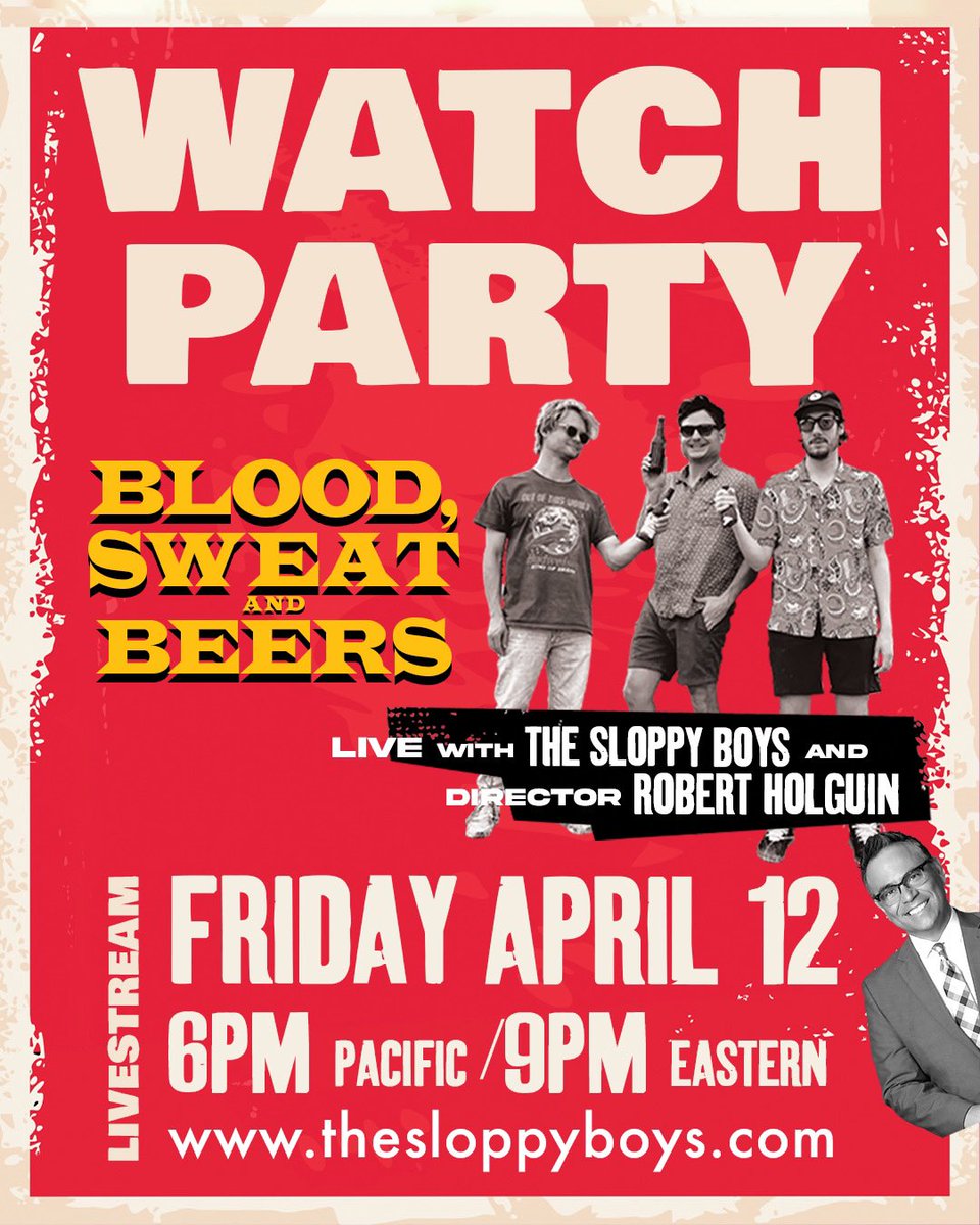 WATCH OUR MOVIE WITH US ONLINE THIS FRIDAY! GET YOUR TICKET NOW! thesloppyboys.com/watchparty
