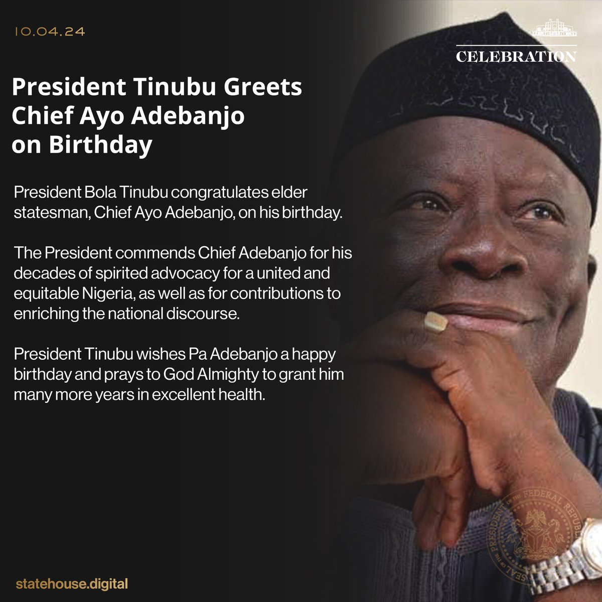 President Tinubu Greets Chief Ayo Adebanjo on Birthday