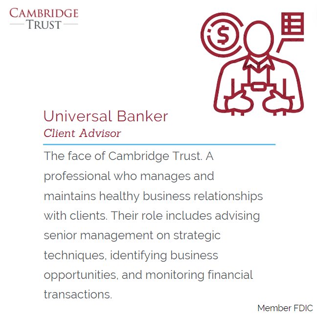 If you have a growth mindset combined with superior customer service experience and are done with working nights and weekends, then learn more about career opportunities here: cambridgetrust.com/about-us/caree… #WhatDoesItMeanWednesday Cambridge Trust is an Equal Opportunity Employer.