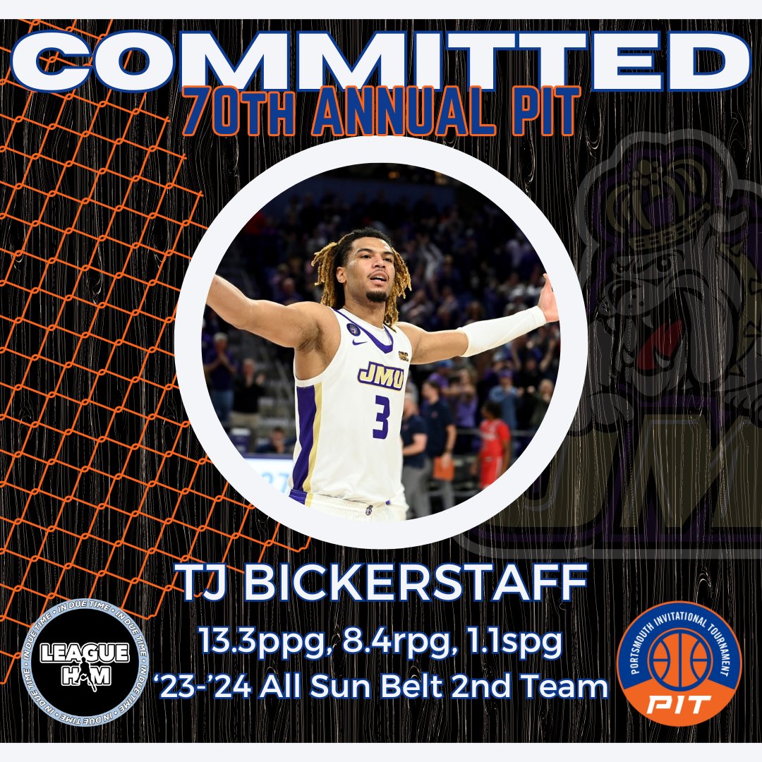 Next player is another hooper from the PIT’s home state of VA! After a historic season at @JMUMBasketball, TJ Bickerstaff will join us at next week’s #PIT24