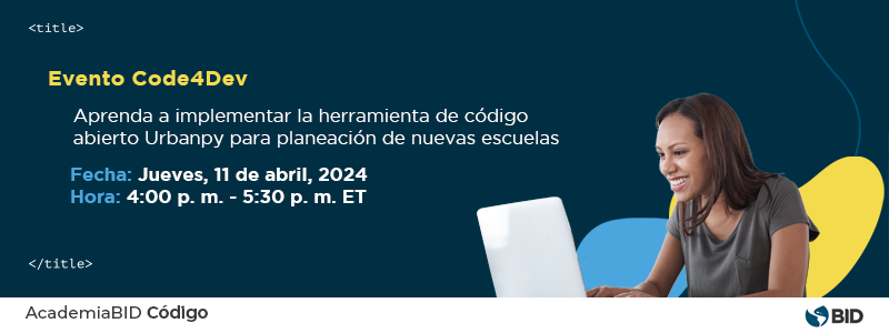 CLAD_Org's tweet image. 📢Mañana 🗓️11 de abril🗓️, no te puedes perder:

🧑‍💻 Code4Dev: Aprende a implementar Urbanpy para elegir ubicaciones de nuevas escuelas

⬇️Aún estás a tiempo de registrarte al evento organizado por @the_IDB 

events.iadb.org/calendar/event…

#Tecnología #Urbanpy @el_BID