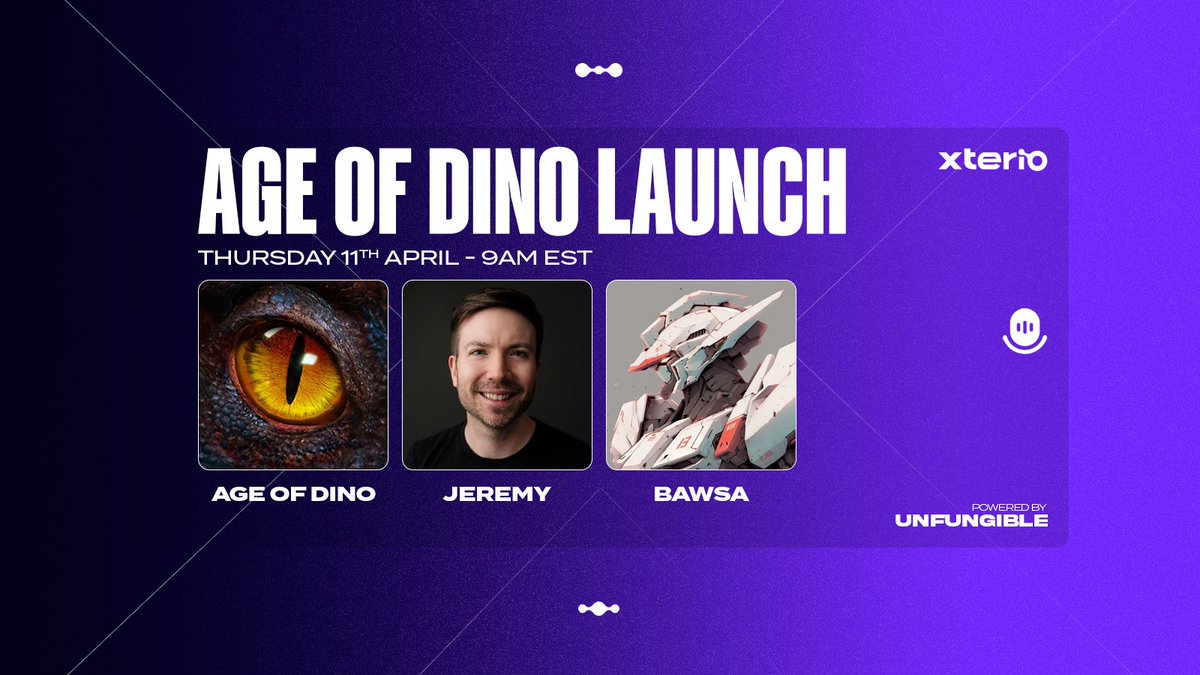 The Age of Dino is coming! Let's talk about @ageofdino with @HeyJeremyHorn and @nftbawsa ⏰April 11th, 9 AM EST 👇Set your reminders below