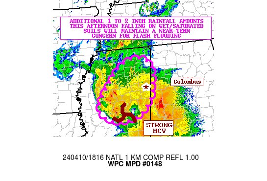 #WPC_MD 0148 affecting Central to Northeast MS, #alwx #mswx, wpc.ncep.noaa.gov/metwatch/metwa…