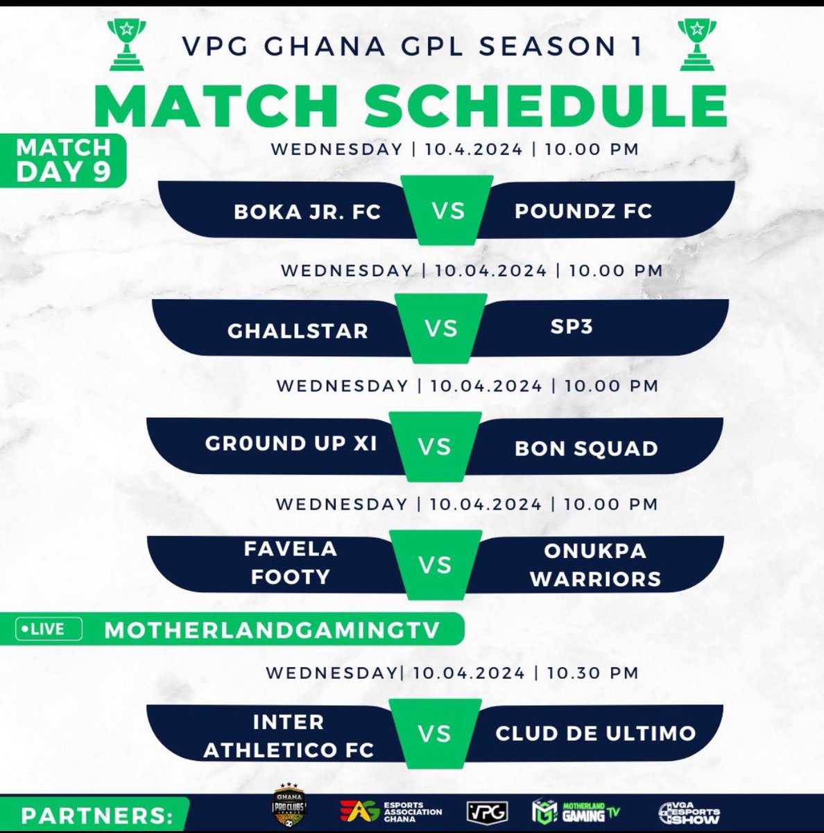 #esportsafricaconnect updated schedule of for @Ghanaproclubs . The season continues ! @esportsGhana