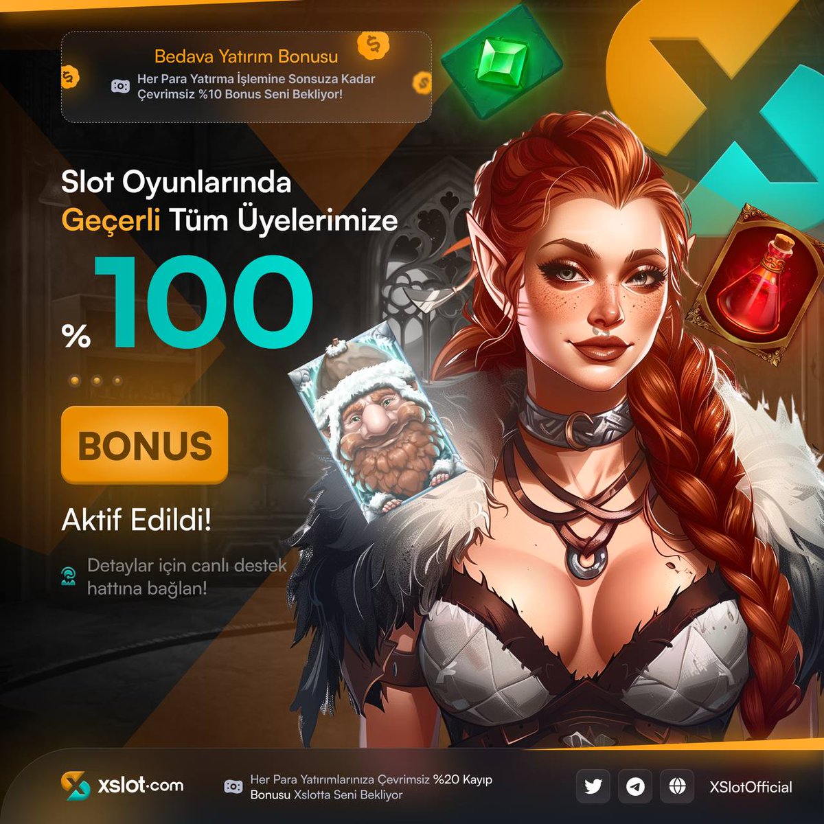 🔆%100 NAKİT BONUS AKTİF EDİLDİ 💰 100 TL - 300 TL Arası Yatırım Yap ! ⚡️SLOT OYUNLARINDA GEÇERLİ 🎁 %100 SLOT NAKİT BONUSUNU AL ⏭️Giriş ➡️ cutt.ly/xslotcom #xslot #xslotgiris #casino