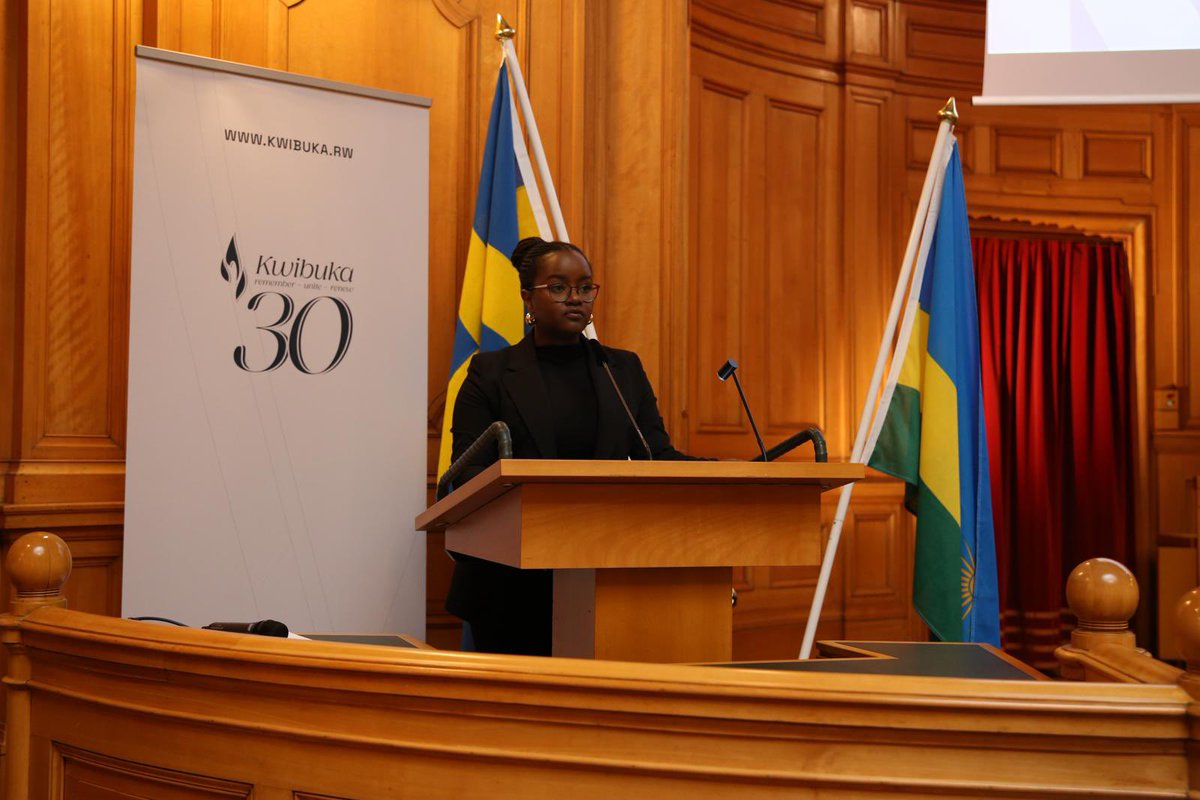 Isabelle Mugeni (<a href="/AgaSimbi/">Zaaa</a>) delivered a hopeful message from the youth, declaring, "We are dedicated to learning from history to construct a harmonious and fair society for all Rwandans. As a generation, we envision a brighter future grounded in justice, inclusivity, and mutual