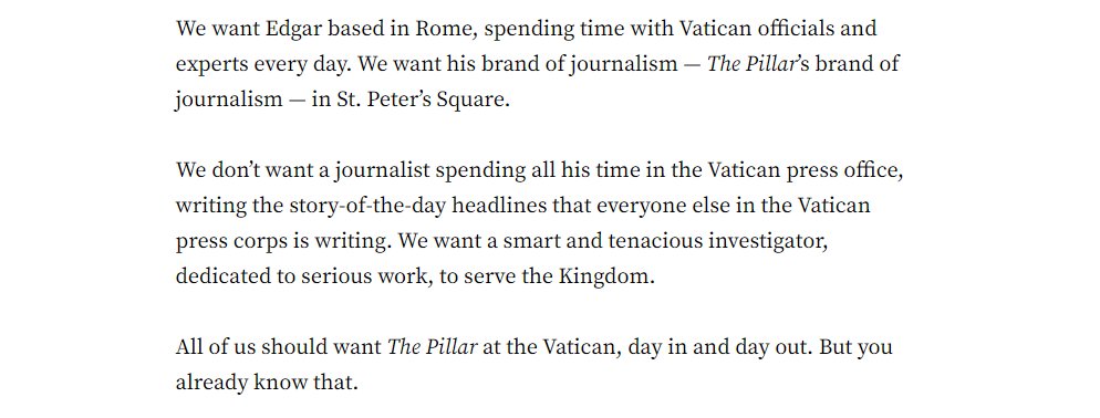 The Pillar is the most important journalism project in the global church today, and they have an opportunity to make it even more global with a permanent presence in Rome. Please consider becoming a paying subscriber for just $8/month or upgrading your existing subscription!