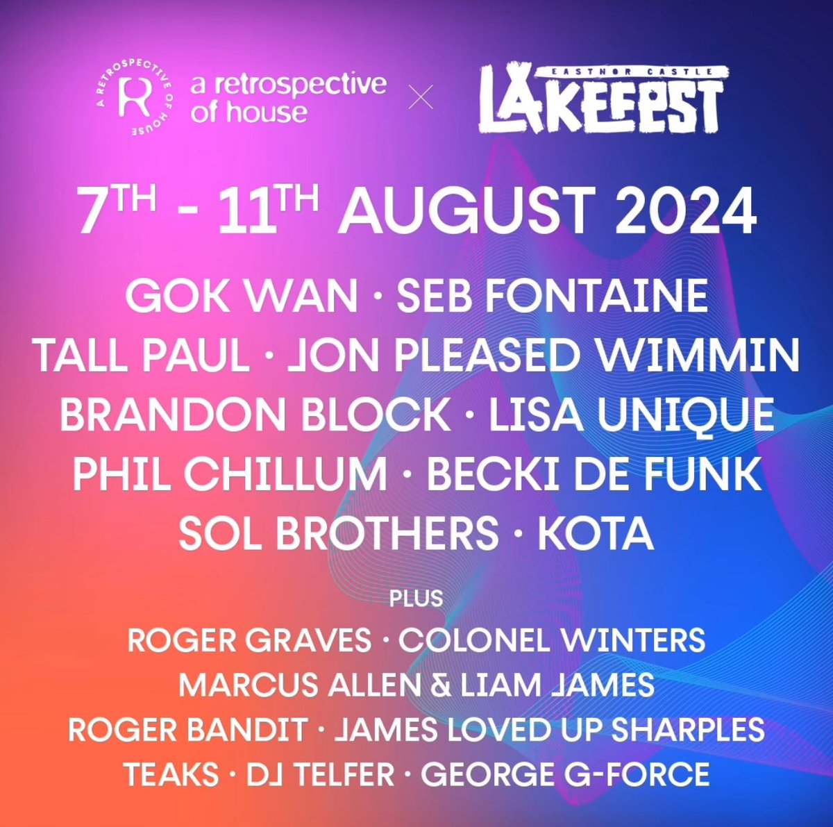 Retrospective of house at LAKEFEST, bigger and better than ever before! 🎉🔥 It’ll be pumping late into the night, with classic dance tunes and the latest mashups/remixes! @therealgokwan will be there too!! 🤩 Lakefest.co.uk/buy-tickets