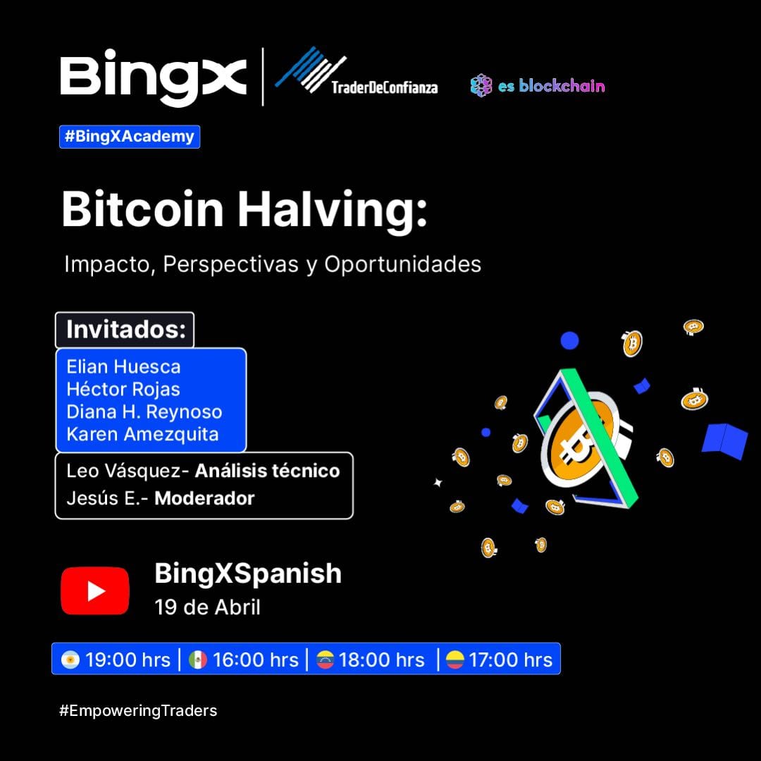Este 19 de abril tenemos un panel sobre el Halving de Bitcoin con <a href="/BingXLatino/">BingX Latino</a> ¡Los esperamos!